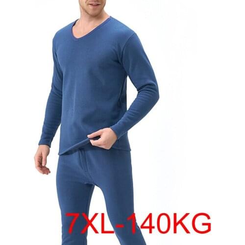 Spring Winter Long Johns Men 7XL Bust 144cm 5XL 6XL Plus Size Loose fleece Men Underwear