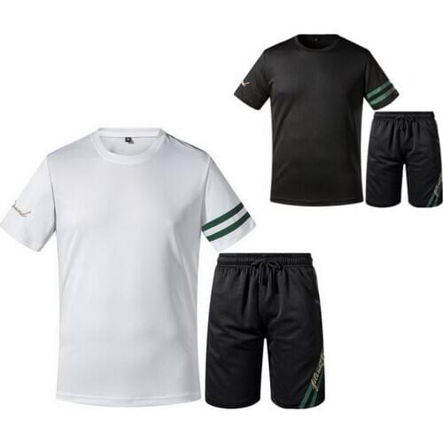 2020 New Men Casual Set Summer Tracksuits Men 2 Piece Set T-Shirt+Shorts Fashion Sport Suit Solid Sportswear Sweatsuit ST110