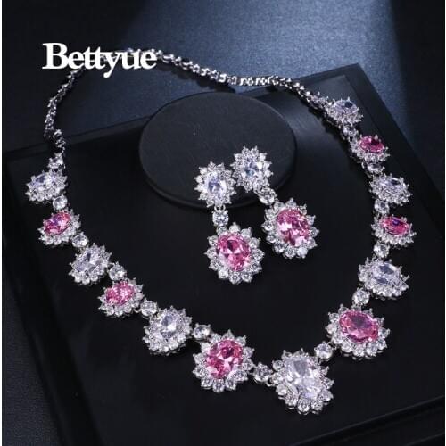 Bettyue Brand Charm Fashion Luxury Jewelry Sets AAA Zircon Three Colors Geometric Bridal Jewelry Sets For Woman Wedding Gift