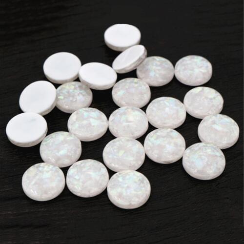New Fashion 40pcs 12mm White Colors Built-in metal foil Flat back Resin Cabochons Cameo-V6-24