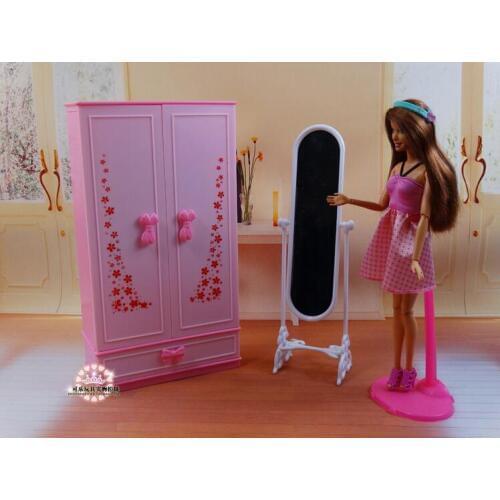 Original for armoire barbie doll accessories princess makeup dressup 1/6 bjd doll dream house bedroom furniture child toy gift