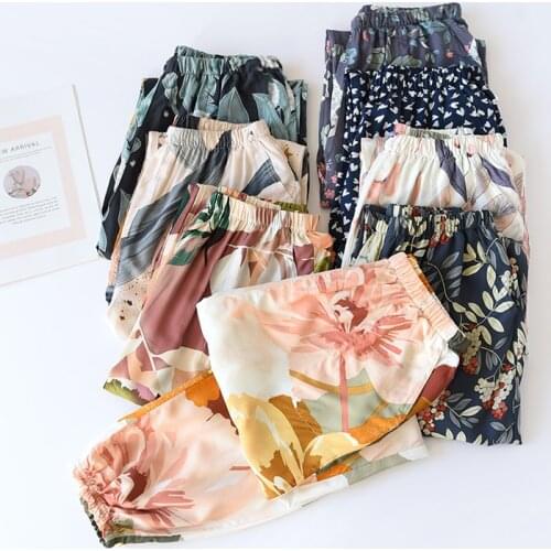 Pantalon Ancho Verano Suelto Pijama Mujer Seda Pyjama Femme Pants Women Pajama Satin Sleep Wear Pantalones Frescos Tallagrande