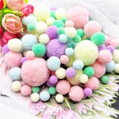 2000pcs Multiple Sizes Pompom Soft Fluffy Pompon Multicolor Pom Poms Balls Mini 8mm To 30mm Pompoms Kids Toys Craft Supplies
