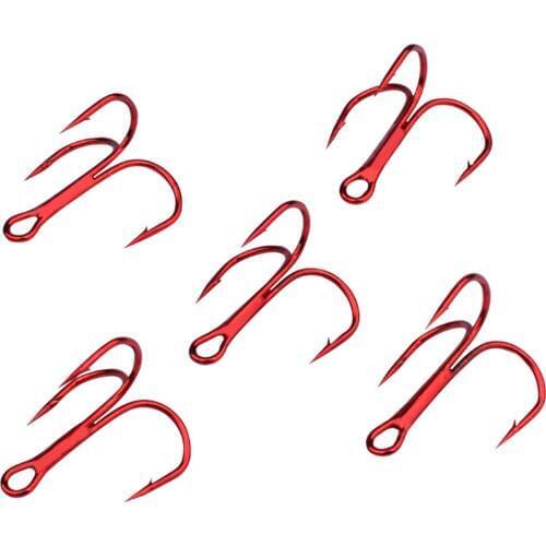 10Pcs/lot Red Fishing Hooks High Carbon Steel Material Treble Treble Fishing Hook Round Bend 2# 4# 6# 8# 10 # Fishing Tackle