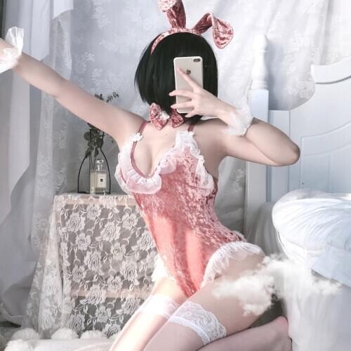 Bunny Girl Cosplay Sexy Costumes Black Red Colour Rabbit Bodysuit Erotic Outfit Wrapped Chest Anime Dress Gift for Girlfriend