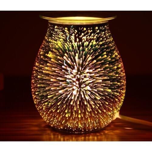 Glass Electric Wax Melt Incense Burner Aroma Diffuser 3D Touch Fireworks Night Lamp Adjustment Aromatherapy Diffuser Wax Warmer