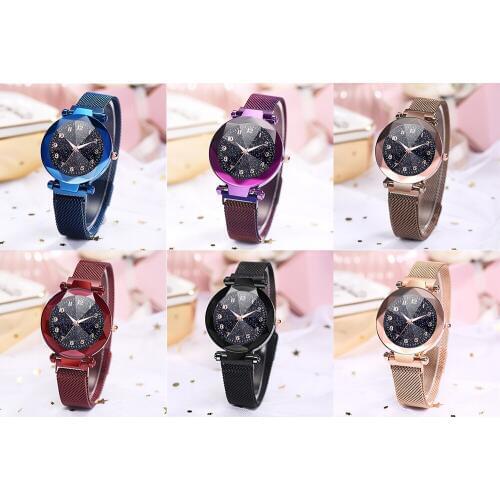 Luminous Starry Women Watches Simple Quartz Bracelet Magnet Buckle Watch Casual Clock Lovers Girl ladies Wristwatch 6 Colors