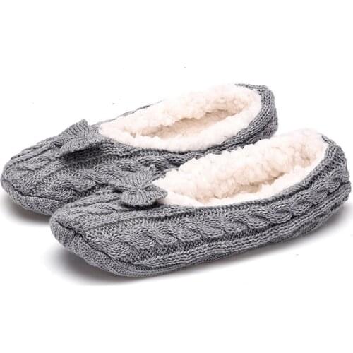 Floor Socks Slippers women Crochet slippers Indoor winter Female slippersThickening plus Butterfly-knot home Men overshoes