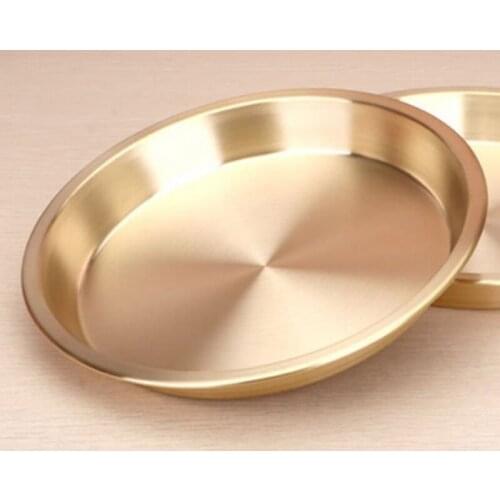 Fruit Plate Wedding Plate Tray Steamed Fish Chicken Plate 24CM Plate Thickened Pure Copper Plate Dinner Plate