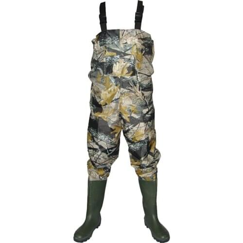 Outdoor Camouflage Waterproof Wading Overalls With Boots Waders Wear Uniforms Jumpsuits Breathable Fly Wading Rubber Pants 03290