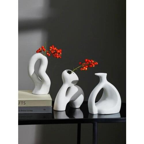 Vase Ceramic Vase White Nordic Style Ceramic Vase Modern Minimalist Vase for Home Decoration Decoracion Nordica Hogar