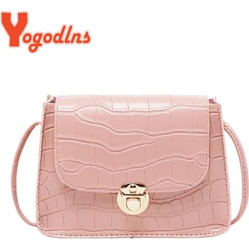 Yogodlns Mini Stone Pattern Crossbody Bag Women PU Leather Shoulder Bag Small Flap Messenger Bag Designer Handbag Lady Purse sac