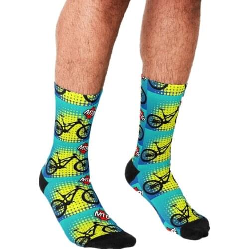 2021 Funny Bike Mens socks Fluorescence bicycle Printed Bicycle hip hop Men Happy Socks boys street style Crazy Socks for men