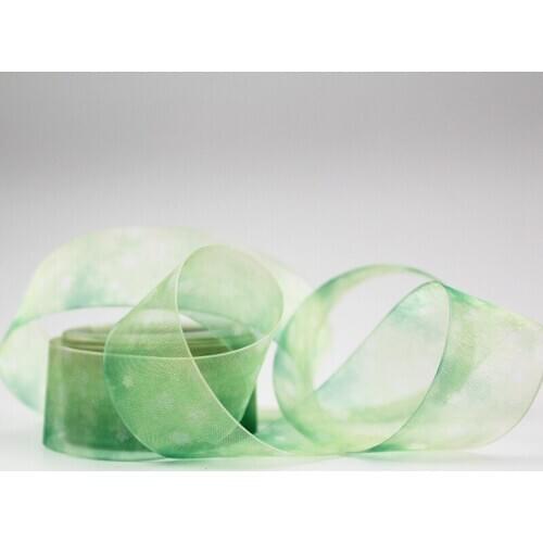 Green/yellow water color 16/25/38mm Gradient organza ribbon Bow Wedding Decoration Lace Crafts gift wrapping decoration