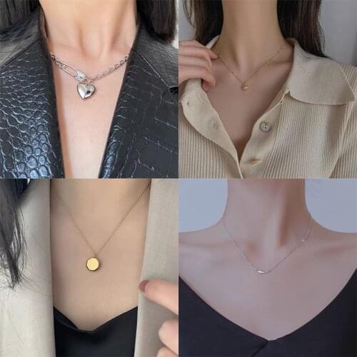 Vintage Handmade 925 Sterling Silver GeometricNecklace For Women Thai Silver Thick Chain Clavicle Necklace