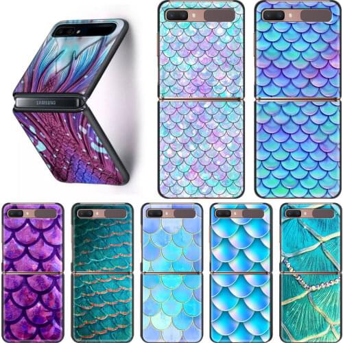 PC Hard Case for Samsung Z Flip Hard Plastic Smart Phone Bag Galaxy Z Flip 5G Cover Coque Fundas Shell Capa Mermaid Tail Scale