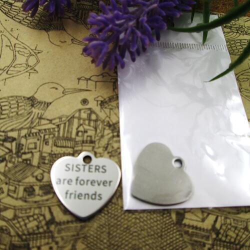 20pcs--"SISTERS are forever friend ..."stainless steel charms 5 styles for choosing DIY Charms for necklace bracelets