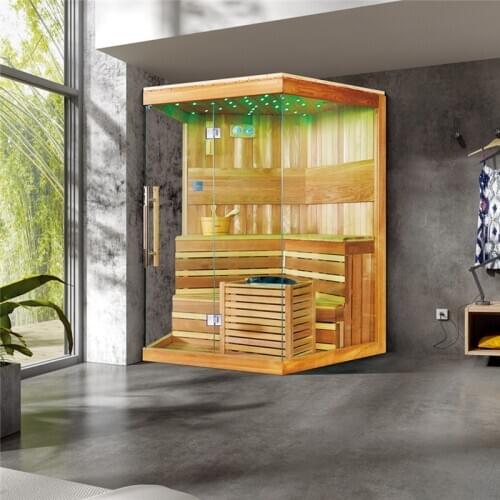 2021 Beautiful indoor dry sauna room Sauna House with LED Ceiling 2-4 person M-6037