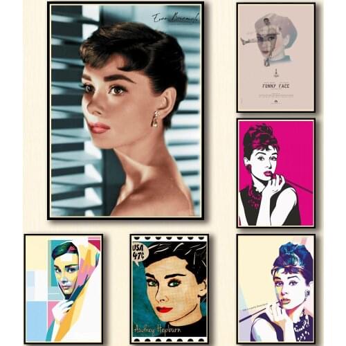 29 Designs Audrey Hepburn Whitepaper Poster Alternative Abstract Art Painting Funny Wall Sticker for Coffee House Bar