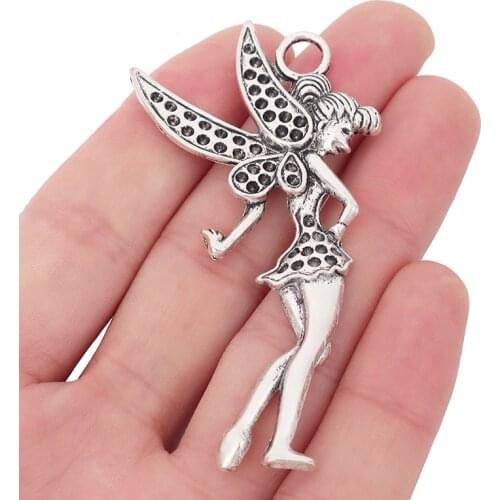 3 x Tibetan Silver Large Angel Fairy Wings Charms Pendants for Necklace Jewelry Making Findings 72x39mm
