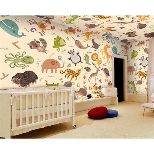 Wallpaper beibehang 3d animal bedroom wallpaper background personality cartoon children room baby bedroom background wall