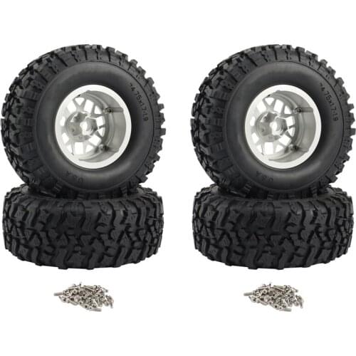 4Pcs Metal 2.2 Beadlock Wheel Rim Tire Tyre Set for 1/10 RC Crawler Car Axial SCX10 RR10 Wraith 90048 Traxxas TRX4