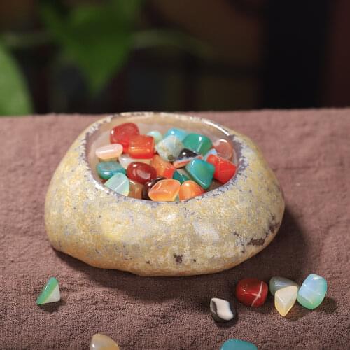 Agate Original Stone Ashtray Simple Original Ecological Jade Bowl Crystal Chalcedony Utensil Cup Home Desktop Decoration Gifts