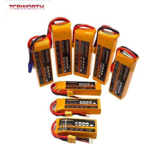 7.4V 11.1V 14.8V 22.2V RC LiPo Battery 1800 2200 4200 5200 6000mAh 2S 3S 4S 5S 6S 25C 35C 60C For RC Airplane Drone Helicopter