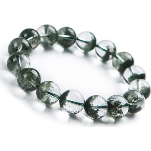 Free Shipping Genuine Natural Green Phantom Crystal Beads Wealthy Bracelet AAAA 14mm