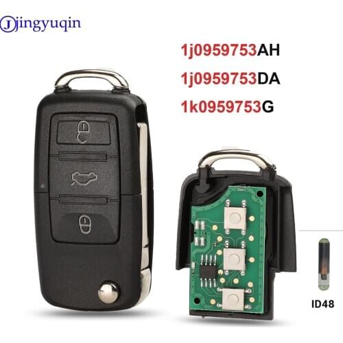 Jingyuqin Flip Key Shell For VW Volkswagen Golf Passat Polo Jetta Touran Bora Sharan ASK 5FA009263-10 1K0959753G 433mhz ID48