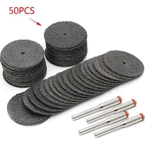 50Pcs Fiberglass Tool Abrasive Cutting Disc Cut Off Wheel with 4 Mandrels Rotary