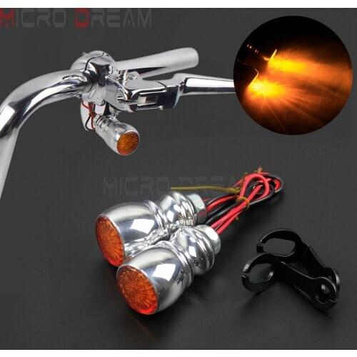 For Harley Sportster Dyna Softail Touring Motorcycle LED Handlebar Control Mount Turn Signals Mini Indicator Amber Light Blinker