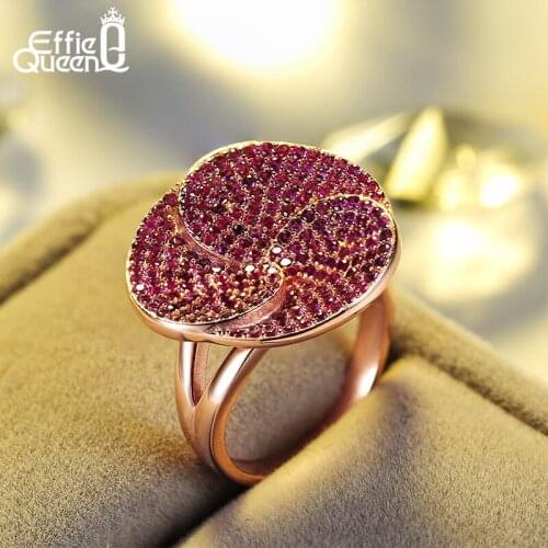 Effie Queen New Arrival Charming Ring in Rose Gold-color with Shiny Zircon,Top Quality Romantic Style Ring for Women DR135