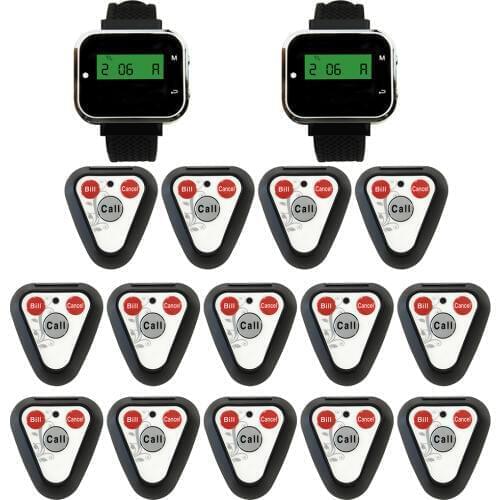 JINGLE BELLS hotel, cafe 14 call buttons 2 watch pagers rechargeable watch receivers waiter calling systems restaurant equipment