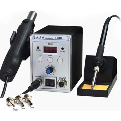 Kailiwei 8586 LED Digital Display Two-in-one Hot Air Gun ESD Desoldering Station Rework Station Welding Tools Solder Iron 700W