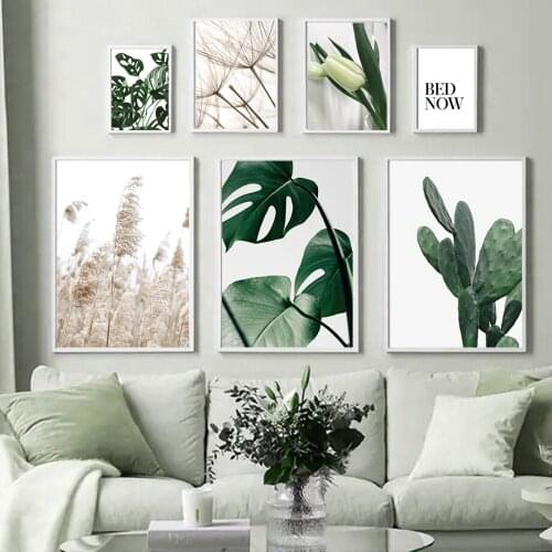 Cactus Monstera Leaf Dandelion Dead Grass Wall Art Canvas Painting Nordic Posters And Prints Decoration Pictures For Living Room