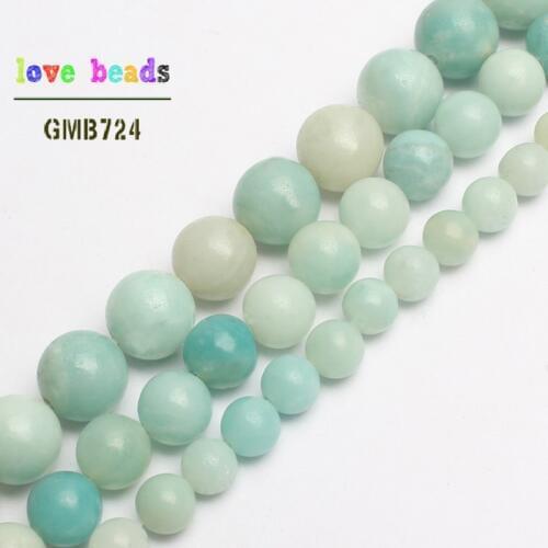 Pick Size 4.6.8 .10MM Natural Amazonite Stone Round Loose Beads 15"/Strand For Jewelry Making-F00195