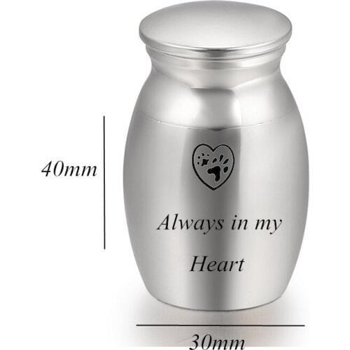 LHP238 Always in my Heart Pet Urns for Dogs Ashes and Cats Too-Stainless Steel Dog Cat Memorial Urn with Personized Engrave