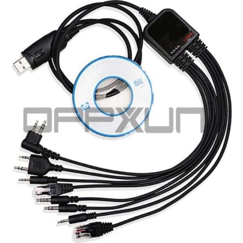 8in1 Multi-Function USB Programming Cable Line with CD Baofeng Walkie Talkie UV5R UV82 for TYT Kenwood Motorola Yaesu HYT Radio