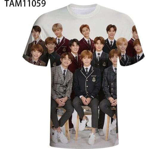 Mens Summer Short Sleeve T-shirt South Korean Youth Group NCT 3D Character Print childrens Street Fashion Top