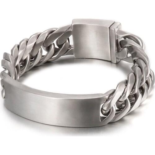 HAOLYNJOY 18mm Matte Mens Stainless Steel High Quality Bracelet Engravable Jewelry Gift For Friend