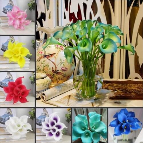 38CM Real Touch Lily Calla Artificial PU Flowers for Bridal Wedding Bouquet Home party Decoration Fake Flowers