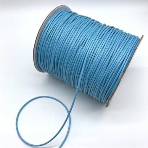 0.5mm 0.8mm 1mm 1.5mm 2mm Sky Blue Waxed Cotton Cord Waxed Thread Cord String Strap Necklace Rope For Jewelry Making