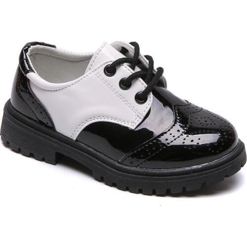 New Kids Leather Shoes Wedding Dress Shoes for Boys Girls Brand Children Black Performance Shoes Gentlemen Formal Wedge Sneakers