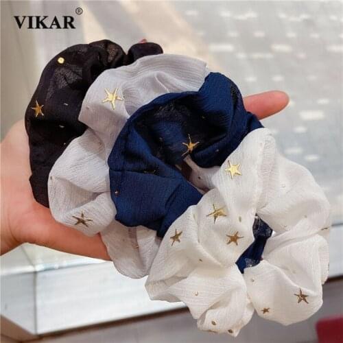 New Women Little Stars Hair Scrunchies Girls Solid Ponytail Hair Ring Hair Ropes Hair Ties Fashion Rubber Bands Hair Accessories