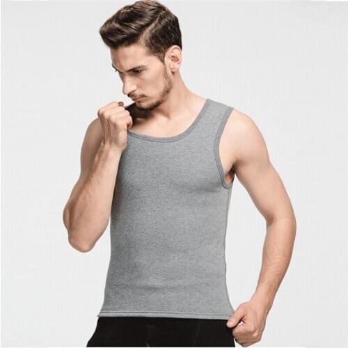 New Winter Tank Top Fleece thick keep warm men vest solid color fitness