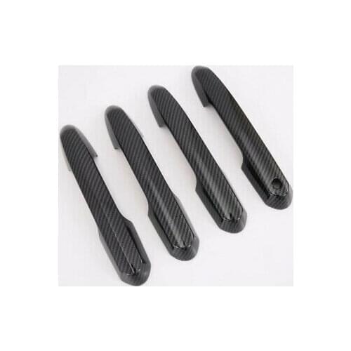 Carbon Fiber Look Side Door Handle Cover Trim 4pcs For Toyota RAV4 2019 - 2020