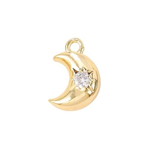 Factory Wholesale Gold Color Brass And Zircon Moon Charms Pendants Necklace And Bracelet Earring Diy Jewelry Accessories