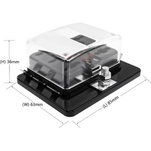Durable Anti-corrosion Fuse Block 6 Ways Modified Blade Fuse Box Holder with LED Warning Light for Automobiles Buses Subways