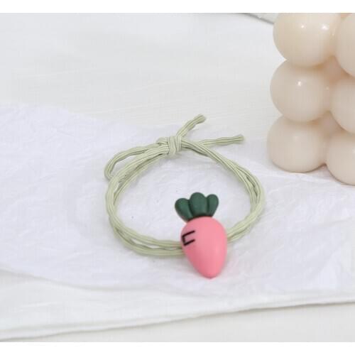 Green Leaf Carrot Vegetable Cute Green Blue Grey Yellow Pink Headwear Elastic Hair Bands Ponytail Holders for Women & Children